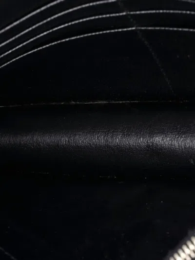 Pre-owned Saint Laurent Classic Monogram Wallet On Chain Matelasse Chevron Leather Small Crossbody Bag In Black