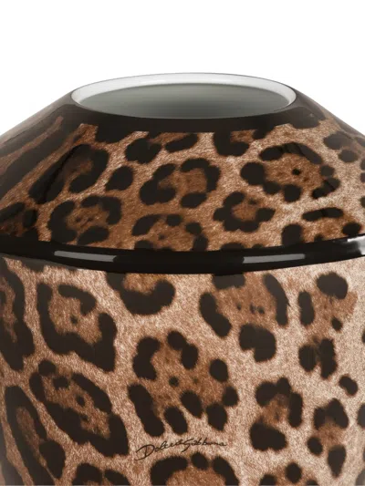 Dolce & Gabbana Large Leopard-print Amphora Vase In Brown
