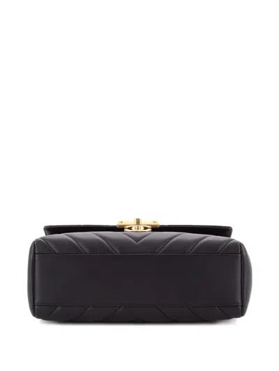 Pre-owned Chanel In The City Top Handle Flap Bag Mixed Quilt Calfskin Small Satchel In Black