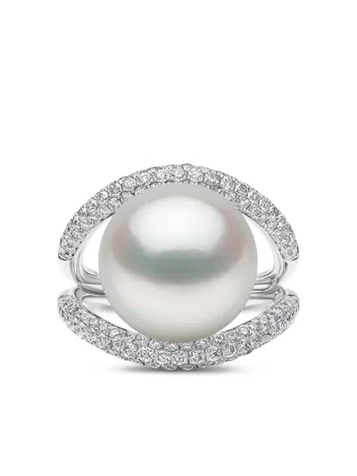 Yoko London Duchess Diamond And Pearl Ring In Silver