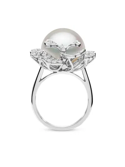 Yoko London Duchess Diamond And Pearl Ring In Silver