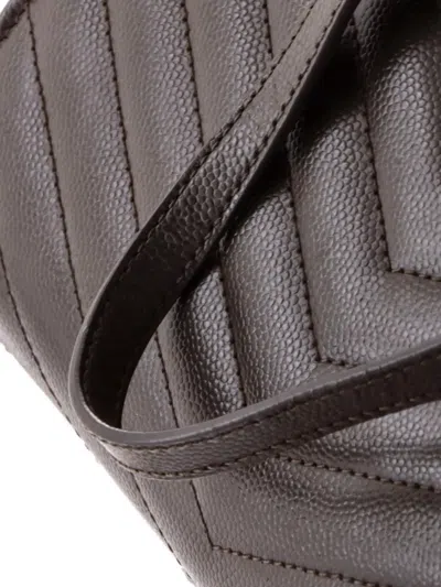 Pre-owned Saint Laurent Classic Monogram Wallet On Chain Matelasse Chevron Leather Small Crossbody Bag In Brown