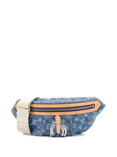 Pre-owned Louis Vuitton High Rise Bum Bag Monogram Denim Belt Bag In Blue