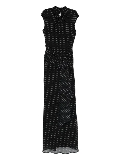 Rotate Birger Christensen Rotate Birgerchristensen Long Polkadot Dress In Black