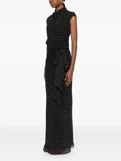 Rotate Birger Christensen Rotate Birgerchristensen Long Polkadot Dress In Black
