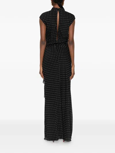 Rotate Birger Christensen Rotate Birgerchristensen Long Polkadot Dress In Black