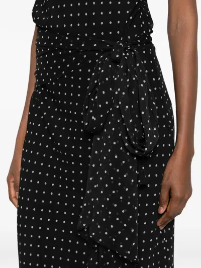 Rotate Birger Christensen Rotate Birgerchristensen Long Polkadot Dress In Black