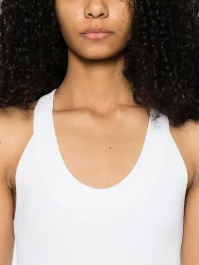 Brandon Maxwell Ribbed Bodysuit In White