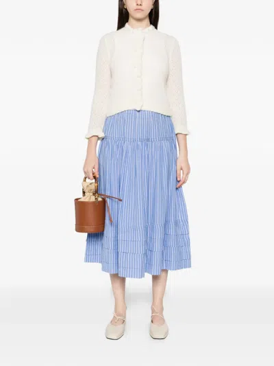 Doen Frills Perforated Cardigan In Neutral