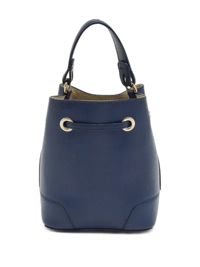 Pre-owned Furla Mini Stacy Drawstring Leather Tote Bag In Blue