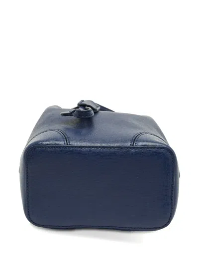 Pre-owned Furla Mini Stacy Drawstring Leather Tote Bag In Blue