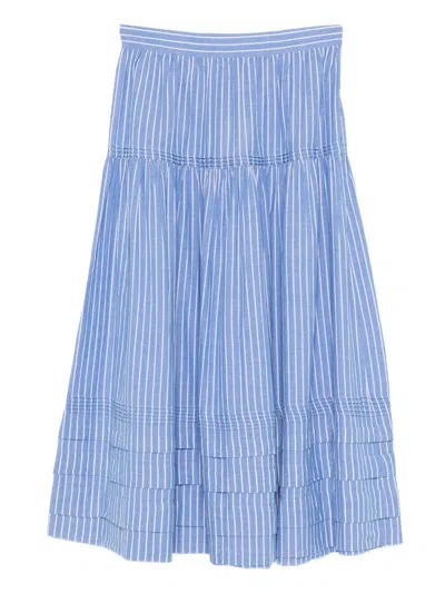 Doen Striped Tiered Skirt In Blue