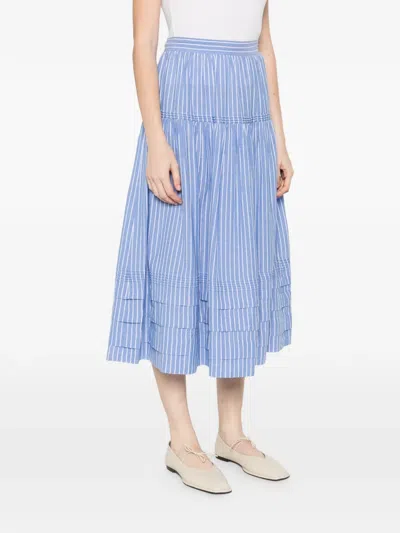 Doen Striped Tiered Skirt In Blue