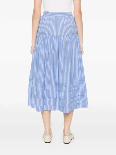 Doen Striped Tiered Skirt In Blue