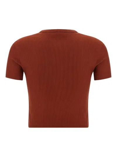 Fendi Women Brick Stretch Cotton T-shirt In Brown