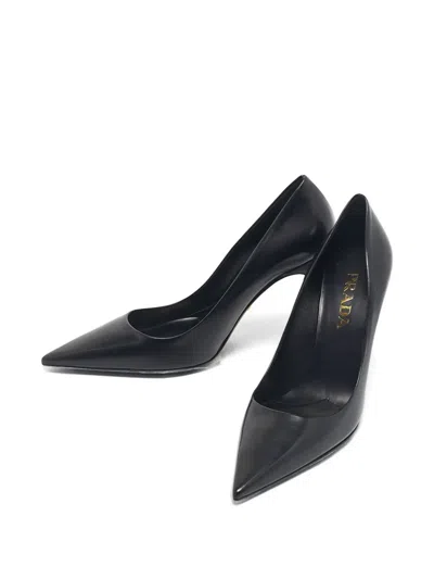 Pre-owned Prada Pointed Leather Pumps In Black