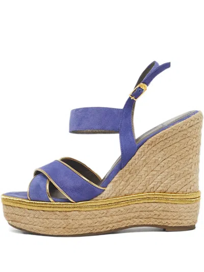 Pre-owned Versace Suede Sandals In Blue
