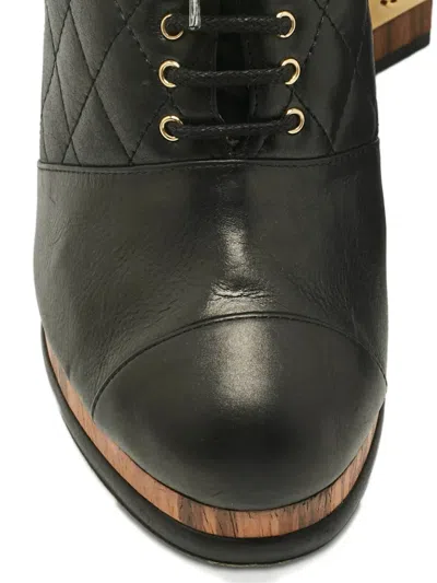 Pre-owned Chanel Quilted Lace-up Pumps In Black