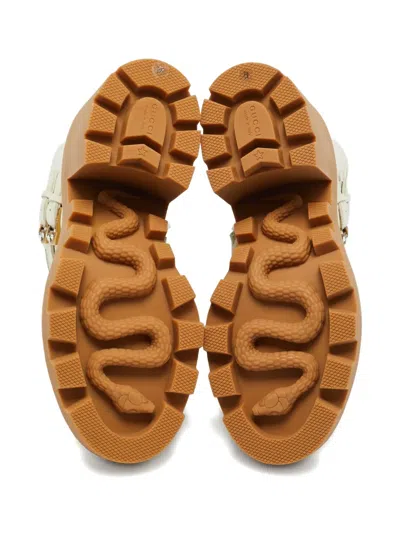 Pre-owned Gucci Canvas Leather Buckle Boots In Neutral