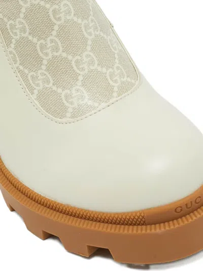 Pre-owned Gucci Canvas Leather Buckle Boots In Neutral