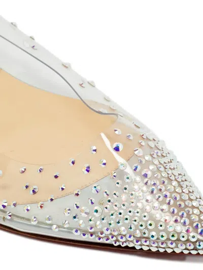Pre-owned Christian Louboutin Degrassita Crystal-embellished Ballet Flats In White