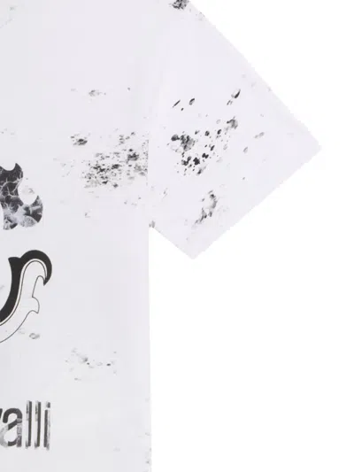 Roberto Cavalli Marbled-monogram T-shirt In White