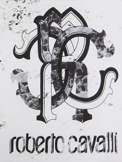 Roberto Cavalli Marbled-monogram T-shirt In White
