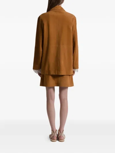 Alberta Ferretti Buttoned Goat Skin Jacket In Brown