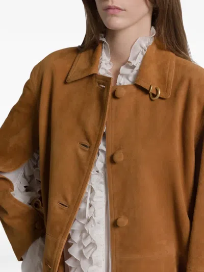 Alberta Ferretti Buttoned Goat Skin Jacket In Brown
