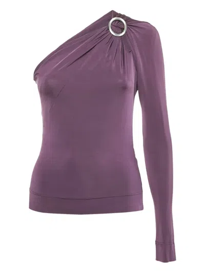 Pre-owned Just Cavalli Asymmetric Neckline Blouse In Purple