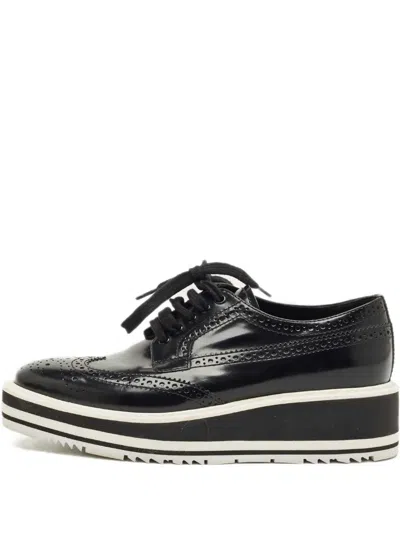 Pre-owned Prada Lace-up Platform Sneakers In Black