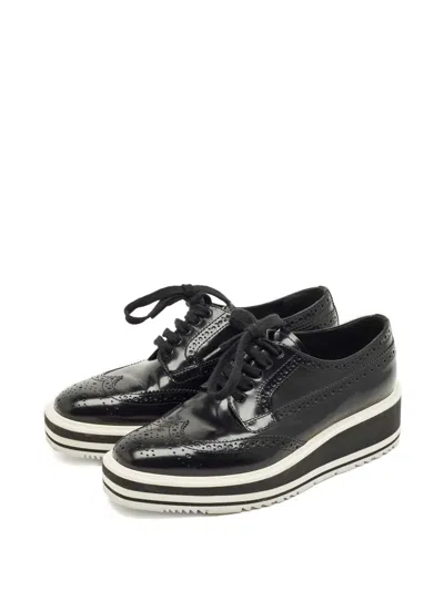 Pre-owned Prada Lace-up Platform Sneakers In Black