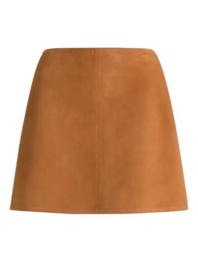 Alberta Ferretti Leather Mini Skirt In Brown