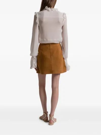 Alberta Ferretti Leather Mini Skirt In Brown