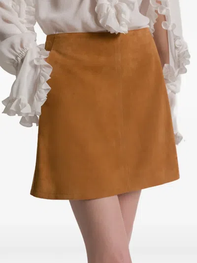 Alberta Ferretti Leather Mini Skirt In Brown
