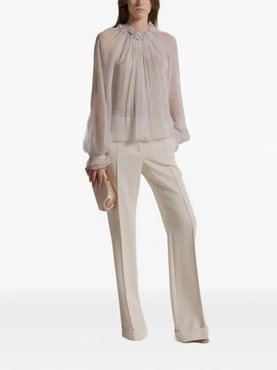 Alberta Ferretti Ruffled Floral Top In Multi