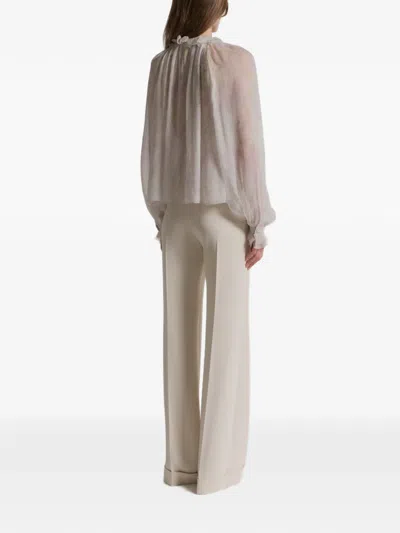 Alberta Ferretti Ruffled Floral Top In Multi