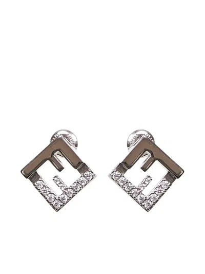 Fendi Forever Logo Earrings In Metallic