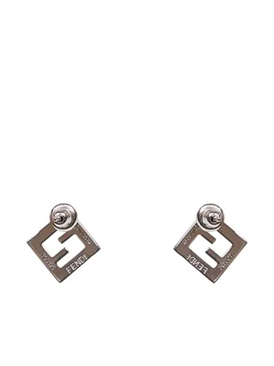 Fendi Forever Logo Earrings In Metallic
