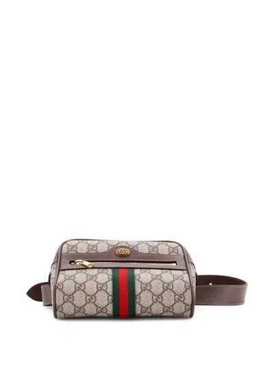 Pre-owned Gucci Ophidia Gg Coated Canvas Small Belt Bag In Brown