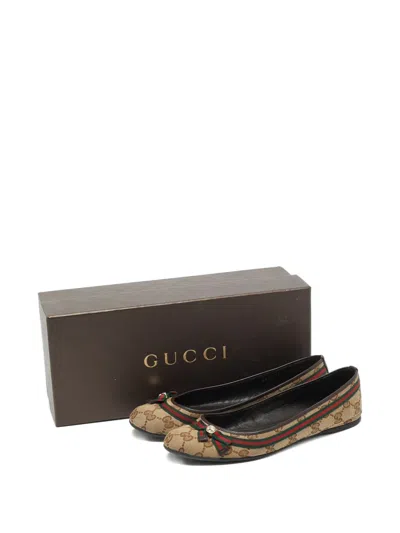 Pre-owned Gucci Mayfair Ballet Flats In Brown