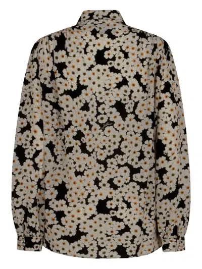 Valentino Apres Lhivier Floral Pleated Neck Shirt In Multi