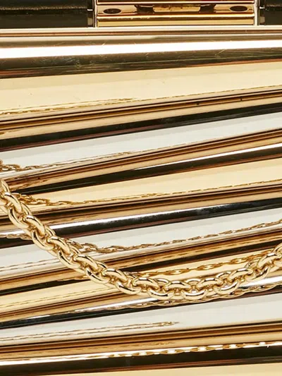 Pre-owned Ferragamo X Sara Battaglia Metal Sinila Clutch Bag In Gold