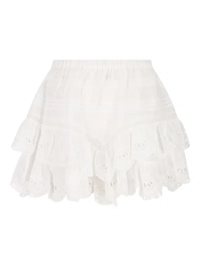 Isabel Marant Ruffled Eyelet Mini Skirt In White