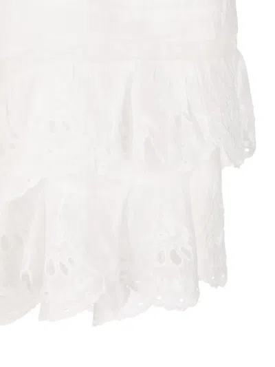Isabel Marant Ruffled Eyelet Mini Skirt In White