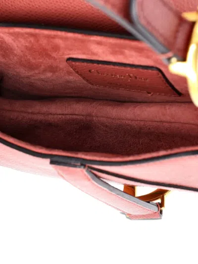 Pre-owned Dior Saddle Handbag Leather Mini Shoulder Bag In Pink