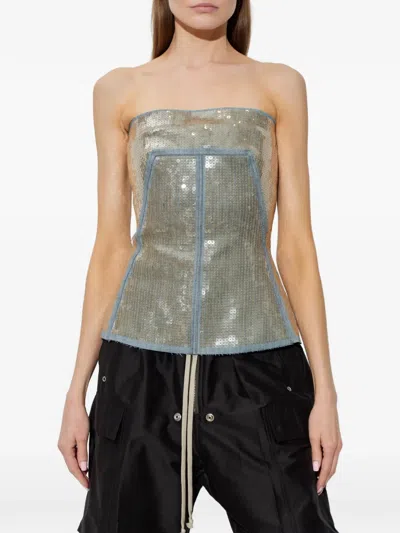Rick Owens Sequin Panelled Top In Multi