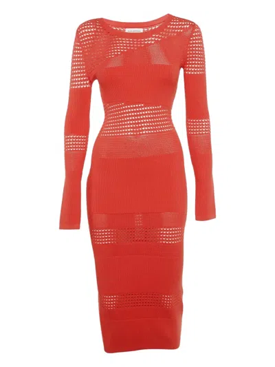 Pre-owned Lovers & Friends Tianna Knit Patterned Maxi Dress In Orange