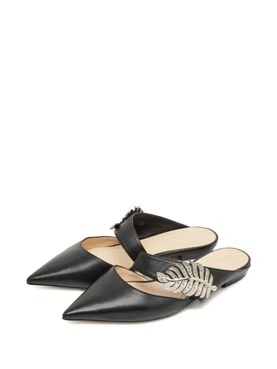 Pre-owned Nicholas Kirkwood Crystal-embellishment Mules In Black
