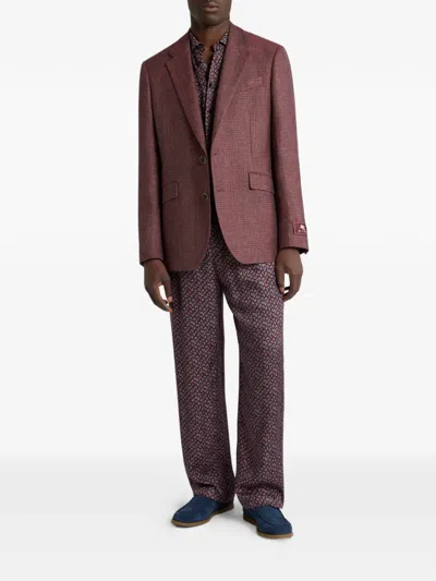 Etro Single-breasted Mouliné Blazer In Red